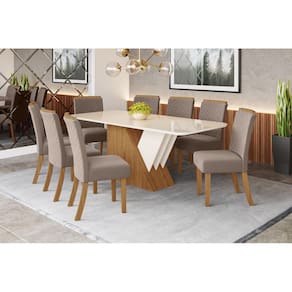 Mesa de Jantar Epic 200 C. Vidro 8 Cad. Malu Amendoa - Henn