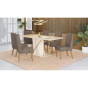 Mesa de Jantar Andy 180 C. Vidro 6 Cad. Eloa Cacau - Henn