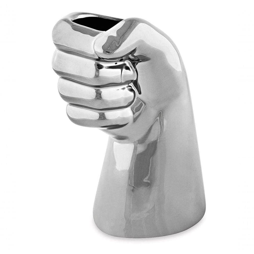 Cachepot Em Cerâmica Prata 16x9cm