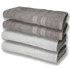 4 Toalhas Super Felpudas Grande E Grossa Algodão 80x150 Branco+cinza