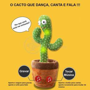 Brinquedo Infantil Cacto Dançante Pelúcia 120 Músicas Usb