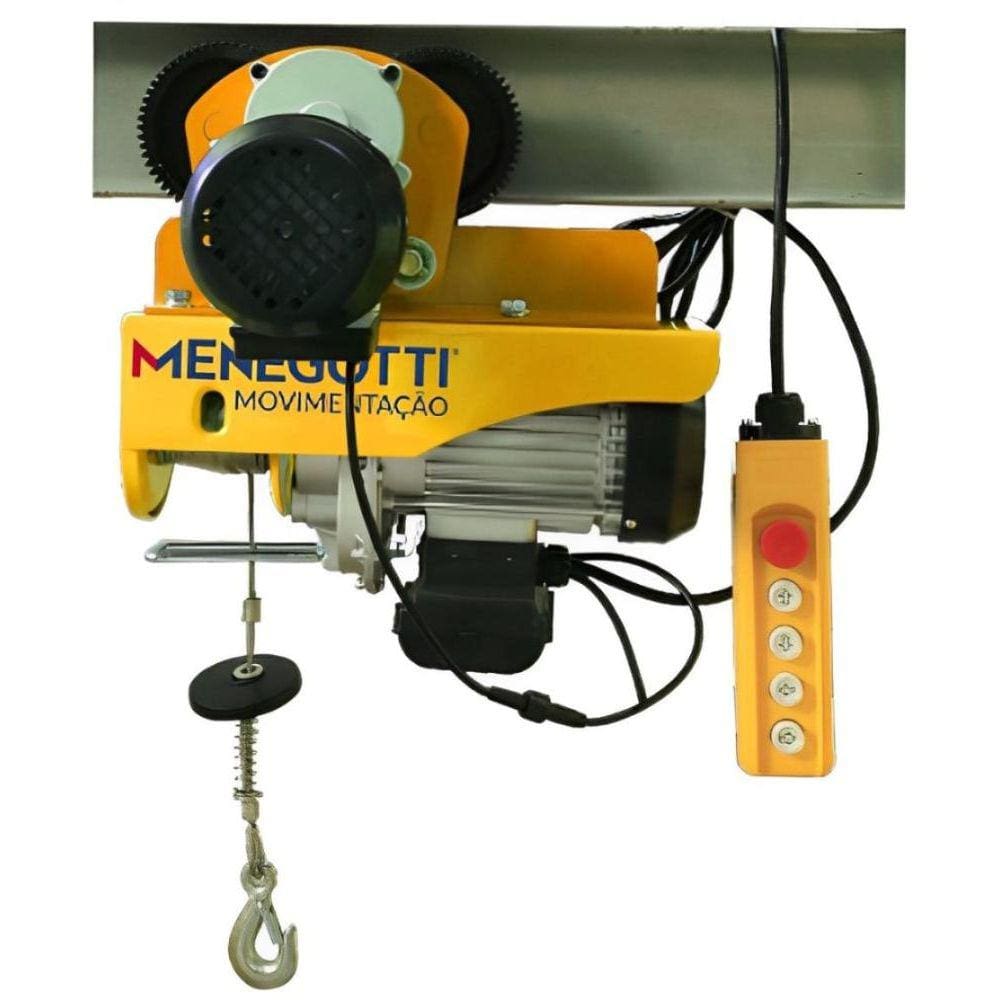Talha Guincho Elétrico com Trole 600kg Elevação 12M MENEGOTTI