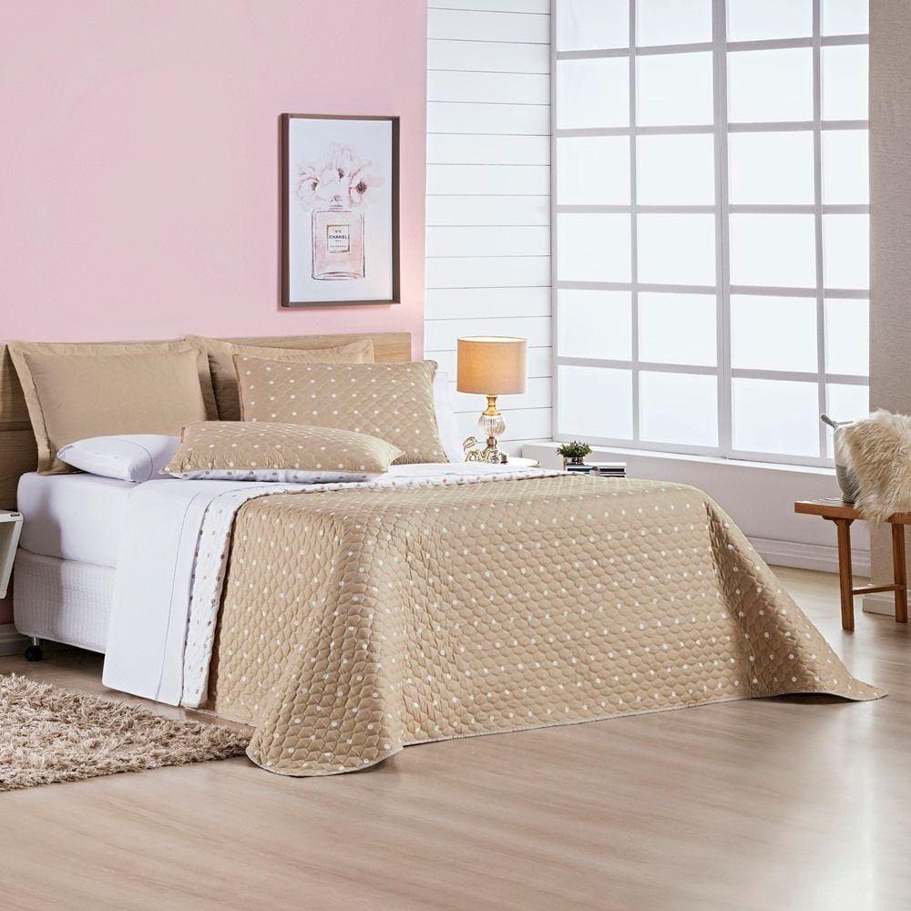 Cobre Leito 200 Fios Petit Poá King 03 Peças - Caqui