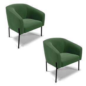 Poltrona Pé de Ferro Preto Kit 2 Stella Suede D03 - D`Rossi