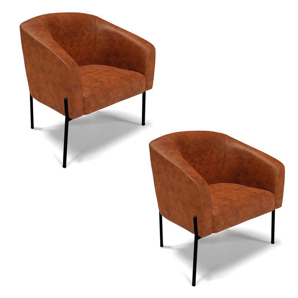 Poltrona Pé de Ferro Preto Kit 2 Stella Corano D03 - D`Rossi