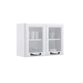 armário aéreo new premium com vidro 2 pt branco 80 cm