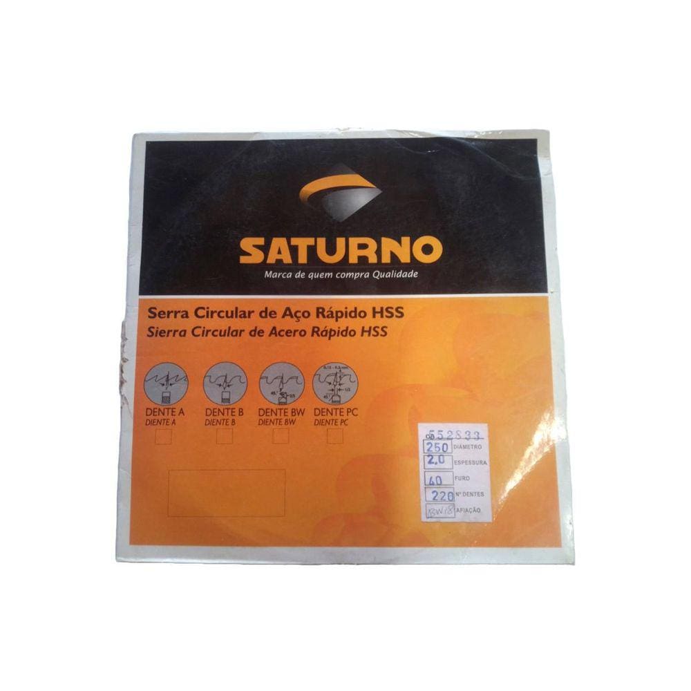 Serra Circular Aço Rápido Hss 250 X 2,0 X 40 Mm 220 Z