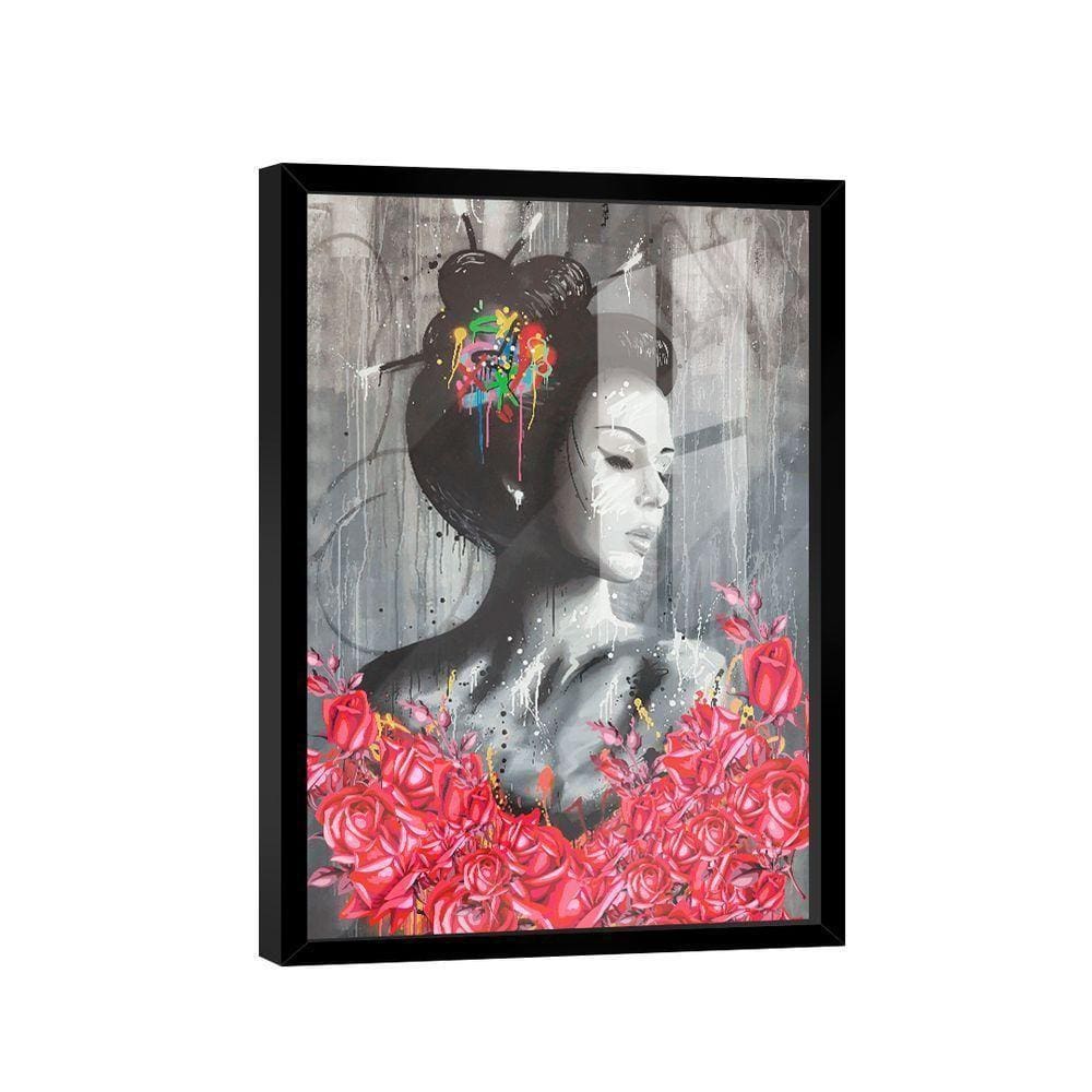 Quadro Gueixa Com Flores -- Br Artes