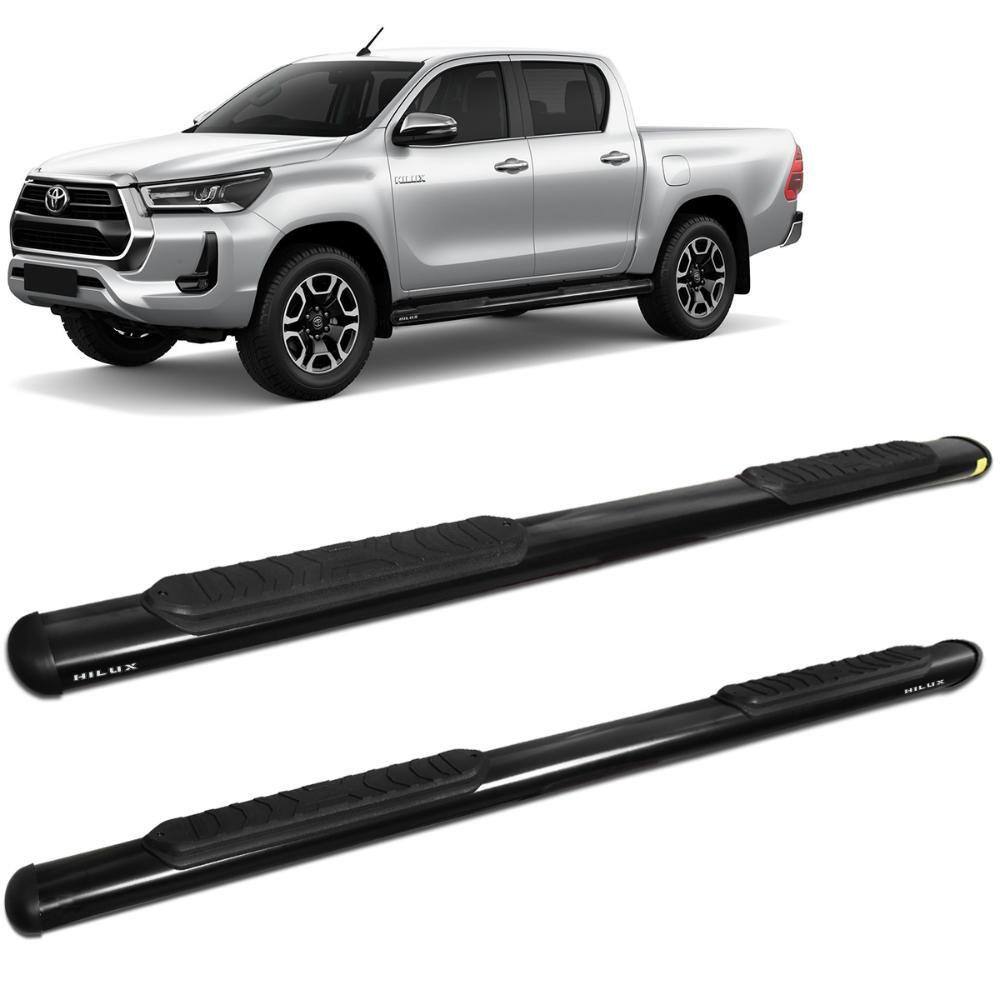 Estribo Hilux CD 2016 a 2023 Oblongo Oval Preto Track