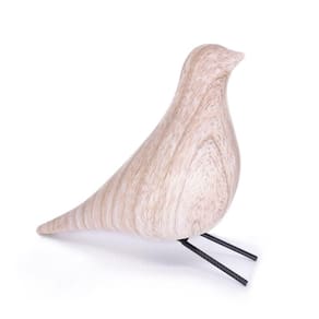 Escultura Pássaro Pomba Decorativo em Cerâmica Madeira 21 cm F04 - D`Rossi