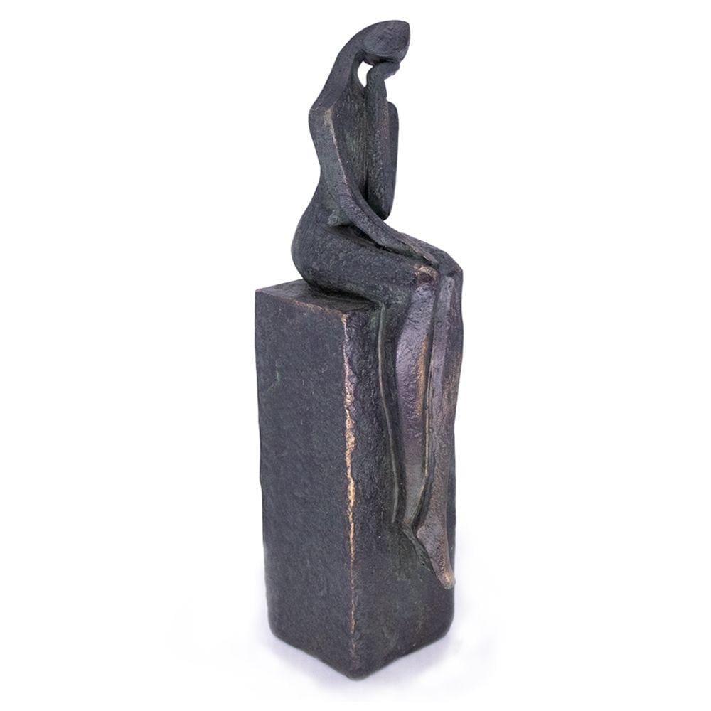 Escultura Decorativa Pessoa Sentada em Poliresina Cobre 21,5 cm F04 - D`Rossi