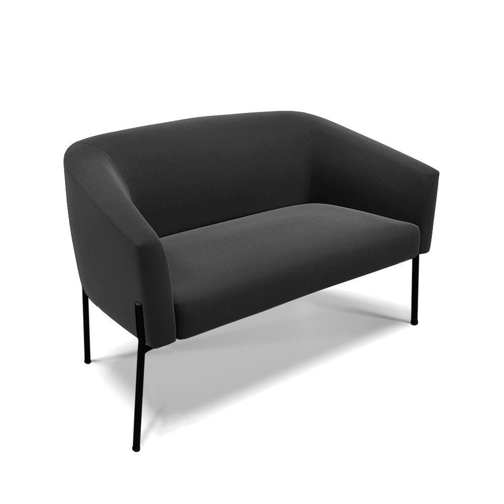 Sofá Namoradeira 2 Lugares Pé de Ferro Preto Stella Suede Preto D03 - D`Rossi