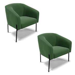 Poltrona Pé de Ferro Preto Kit 2 Stella Suede Verde D03 - D`Rossi
