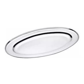Bandeja Travessa Oval Rasa Inox Média Para Servir 33,8Cm Bar