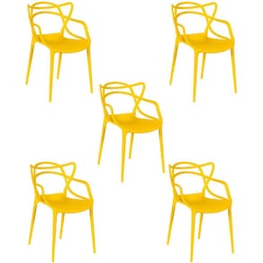 Kit 5 Cadeiras Allegra Empilhável com Inmetro Magazine Decor - Amarelo