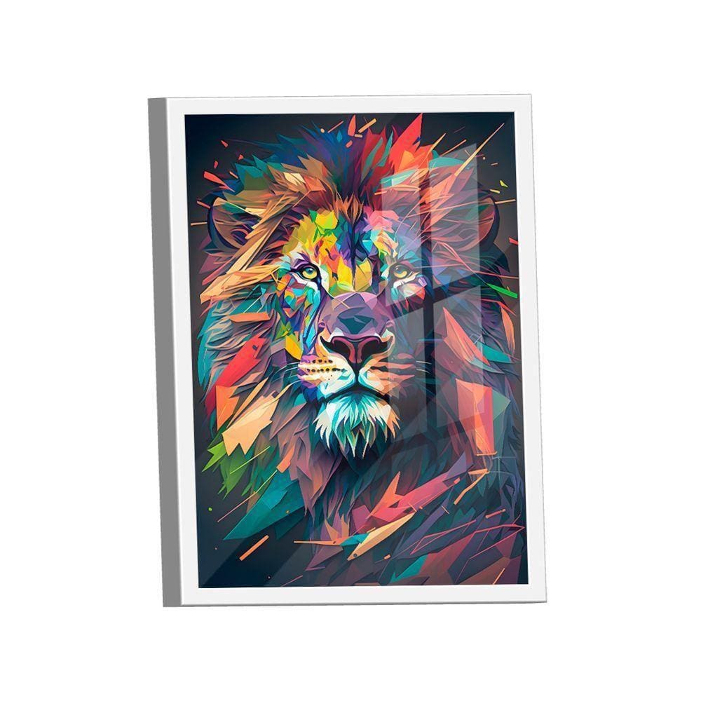Quadro Lion Geometric Colors -- Br Artes