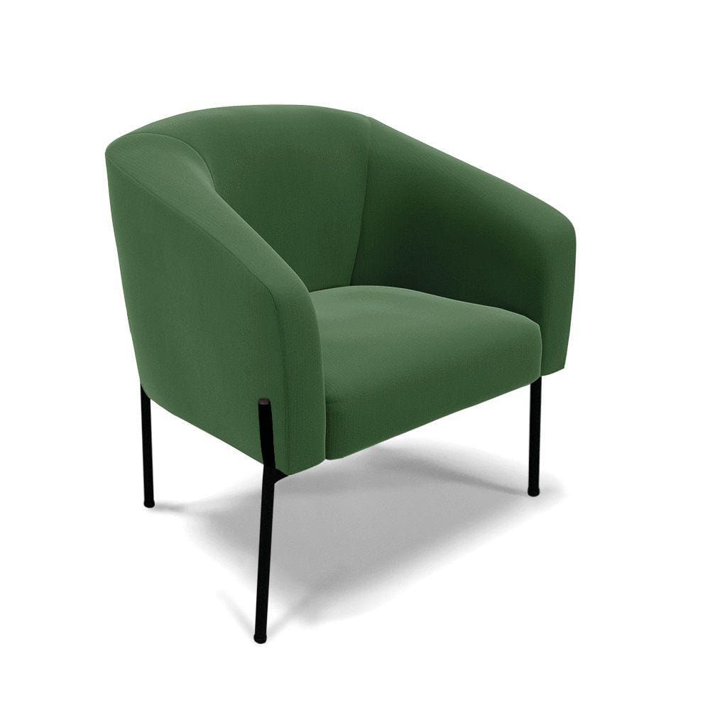 Poltrona Pé de Ferro Preto Sala de Estar Stella Suede D03 - D`Rossi