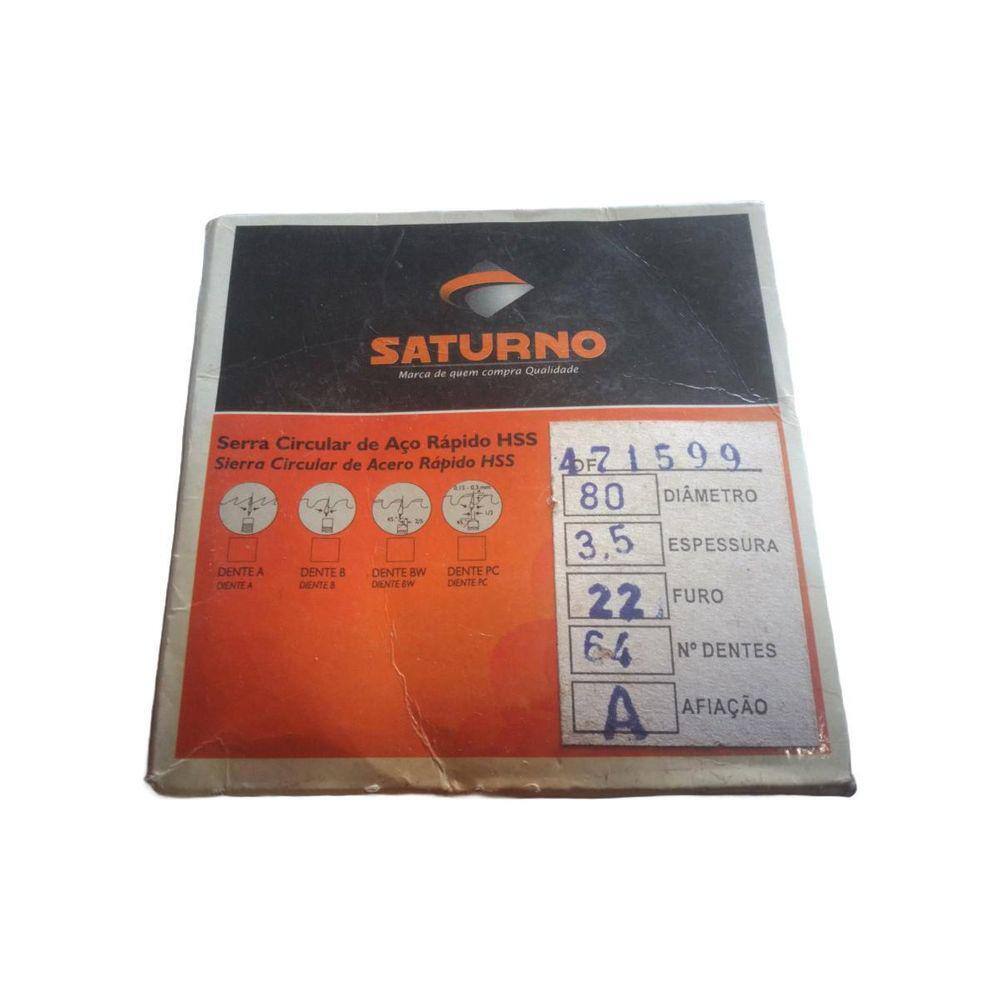 Serra Circular Aço Rápido Hss 80 X 3,5 X 22 Mm 64 Z Saturno