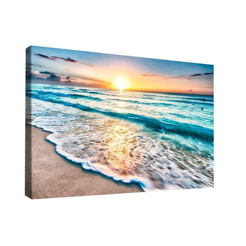 Quadro Mar E Pôr Do Sol -- Br Artes