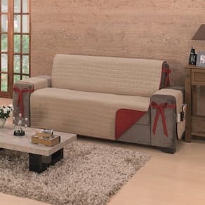 Protetor De Sofá Dupla Face Premium 3 Lugares - Vermelho-cáqui