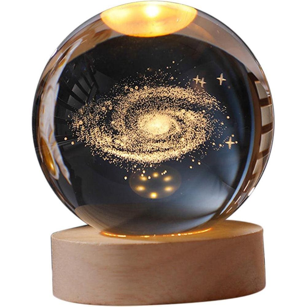 Luminária de Mesa LED Bola de Cristal 3D Space Brilhante