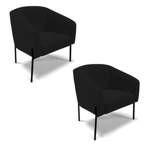 Poltrona Pé de Ferro Preto Kit 2 Stella Linho D03 - D`Rossi