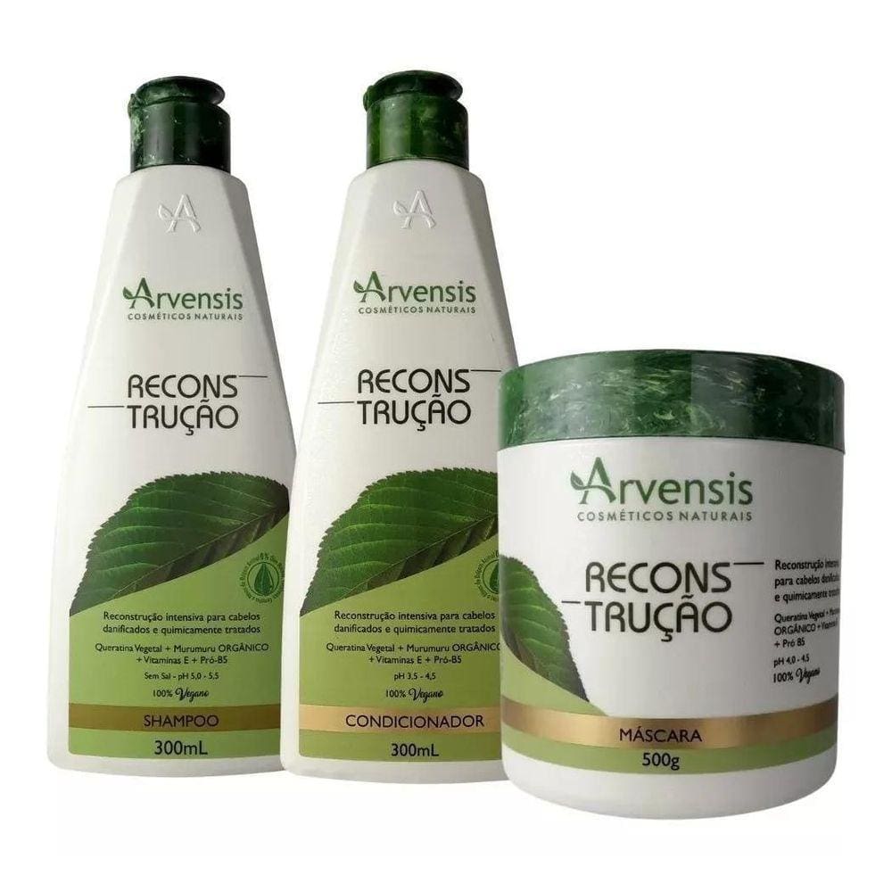 Kit Arvensis Reconstrução Shampoo Condicionador Mascara 500G