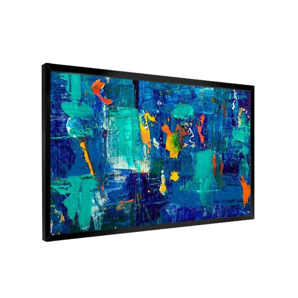 Quadro Decorativo Tinta Abstrato Azul