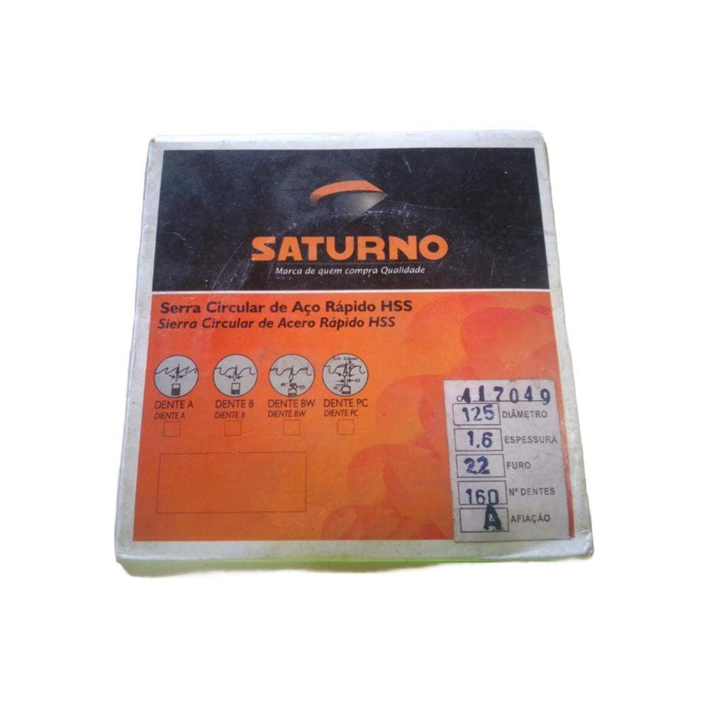 Serra Circular Aço Rápido Hss 125 X 1,6 X 22 Mm 160 Z