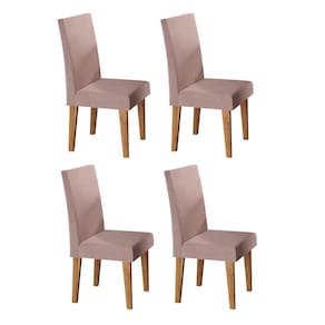 Kit com 4 Cadeiras para Sala de Jantar Mdp/mdf Wallace Veludo Rosa