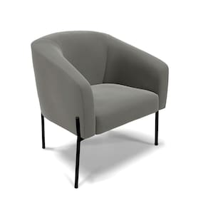 Poltrona Pé de Ferro Preto Sala de Estar Stella Suede Grafite D03 - D`Rossi