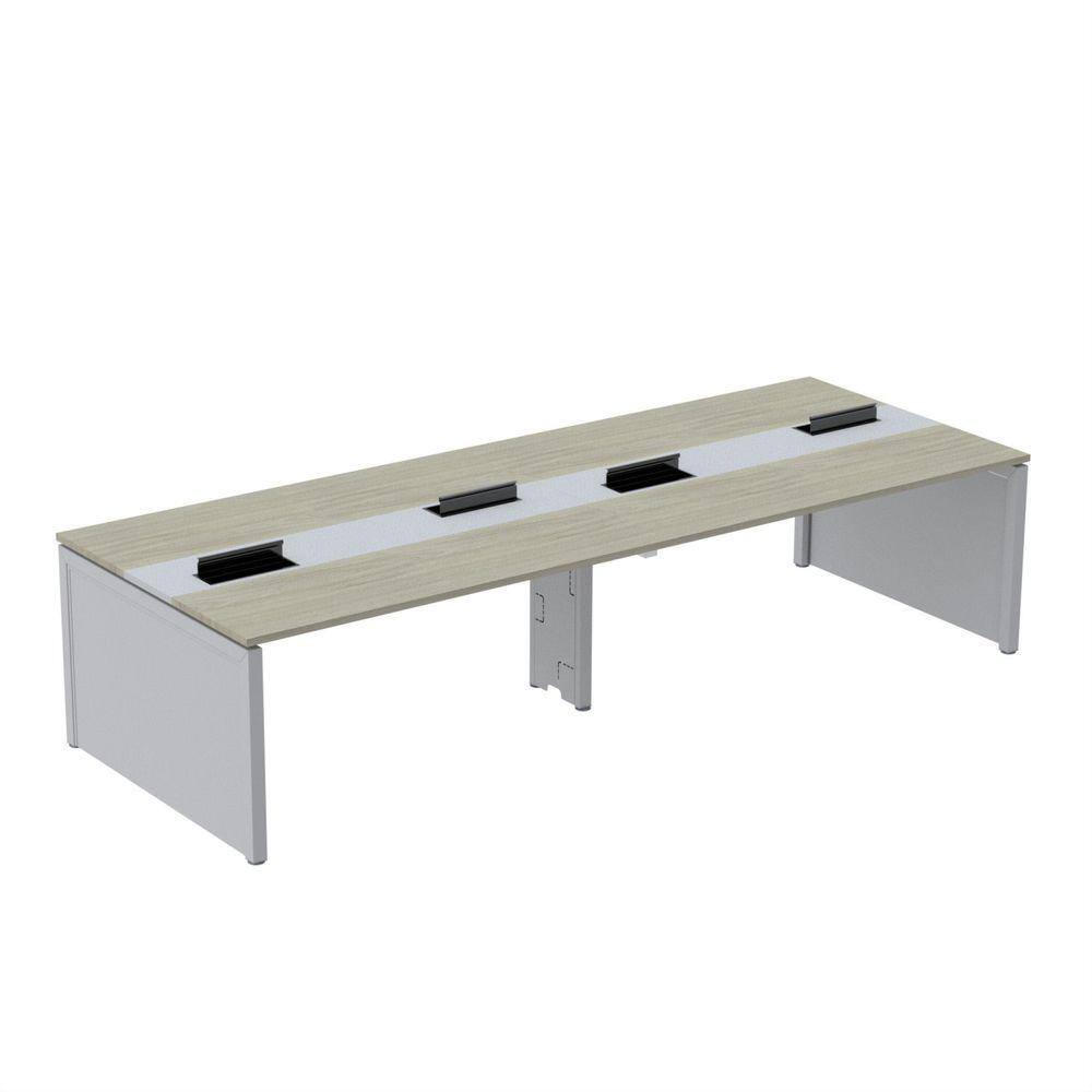 Mesa Plataforma Dupla para 4 Lugares para Coworking 120x120/4p Nogueira Casblanca/Cinza