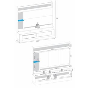 Rack Com Painel Tv Até 65" Com 1 Porta Flex Cr45213 Canelato Rústico 3d grafite