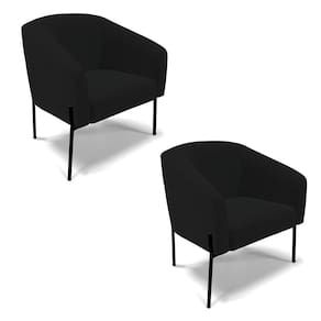 Poltrona Pé de Ferro Preto Kit 2 Stella Linho Preto A79 D03 - D`Rossi