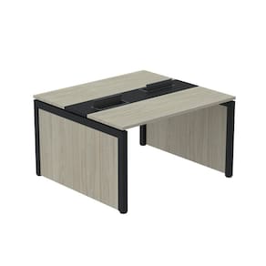 Mesa de Plataforma Dupla para 2 Pessoas Corporativa 110x140/2p Nogueira Casablanca/Preto