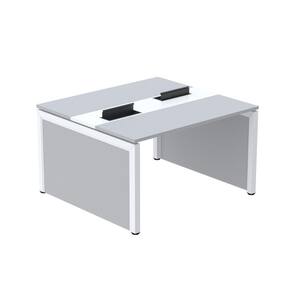 Mesa de Plataforma Dupla para 2 Pessoas Corporativa 130x140/2p Cinza/Branco