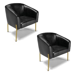 Poltrona Pé de Ferro Dourado Kit 2 Stella Corano Preto D03 - D`Rossi