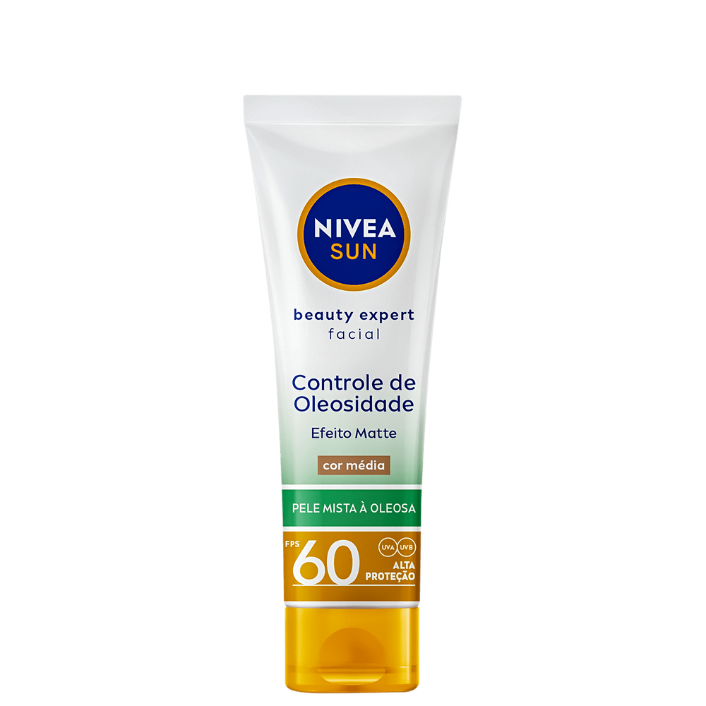 Nivea Sun Beauty Expert Controle de Oleosidade FPS 60 Média - Protetor Solar Facial com Cor 50g