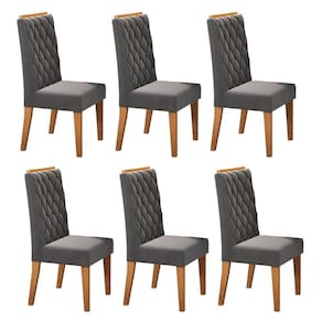 Kit com 6 Cadeiras para Sala de Jantar Mdp/mdf Dyniz Veludo Grafite