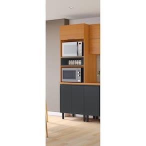 Paneleiro Torre Quente 3 Portas 2 Nichos para Forno e Microondas Namur Cinamomo/Off White
