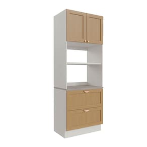 Torre Quente 2 Portas 2 Gavetas 2 Nichos para Forno e Microondas Arizona Cabecasa Madeiramadeira Branco/Figueira