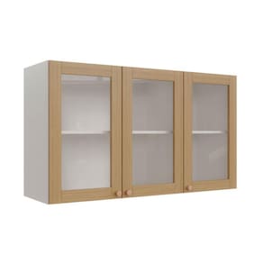 Armário Aéreo 3 Portas 120cm com Porta de Vidro Arizona Cabecasa Madeiramadeira Branco/Figueira