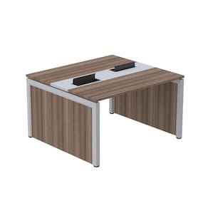 Mesa de Plataforma Dupla para 2 Pessoas Corporativa 130x140/2p Walnut/Cinza