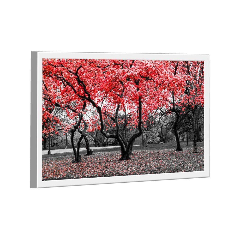Quadro árvores Branco E Vermelho
