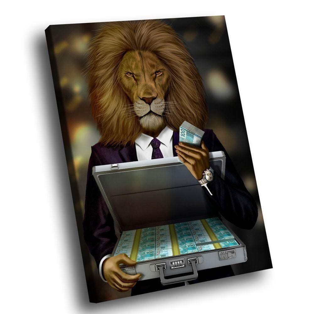 Quadro Decorativo Lion Money