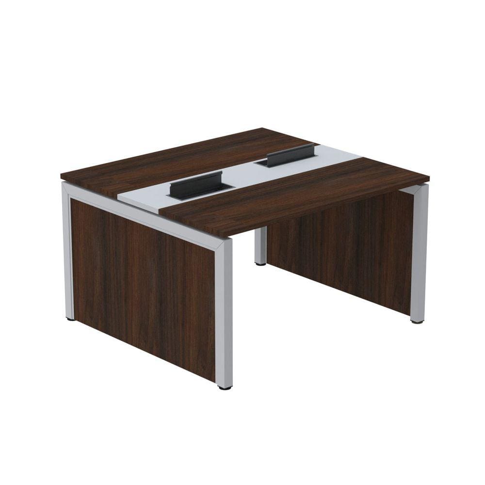 Mesa de Plataforma Dupla para 2 Pessoas Corporativa 140x140/2p Cinza/Preto
