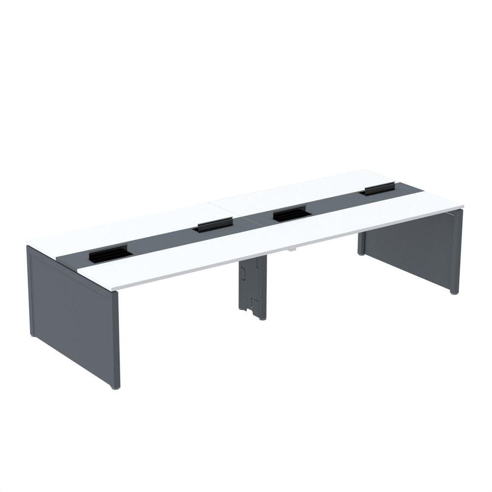 Mesa Plataforma Dupla para 4 Lugares para Coworking 120x120/4p Branco/Grafito