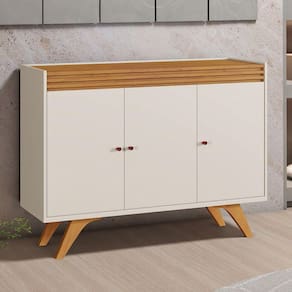 Buffet para Sala de Jantar 3 Portas Madrid 121cm Off White/Naturalle