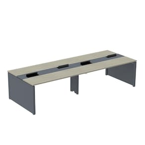 Mesa Plataforma Dupla para 4 Lugares para Coworking 120x120/4p Nogueira Casablanca/Grafito