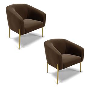 Poltrona Pé de Ferro Dourado Kit 2 Stella Suede D03 - D`Rossi